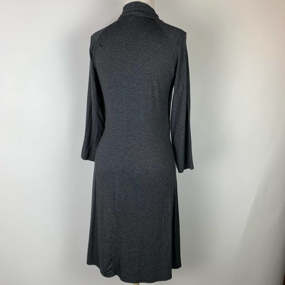LOLË Gray Jersey Knit Dress Knee Length V-Neck Long Sleeves Stretch Size SMALL - Picture 4 of 8